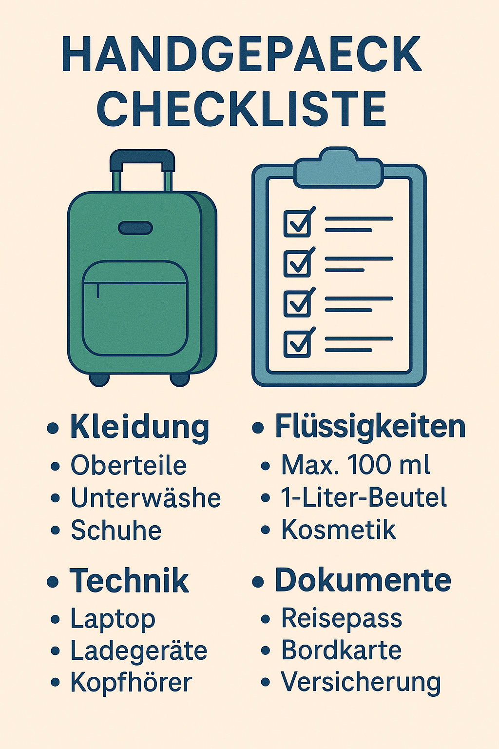 Handgepäck Checkliste 2025